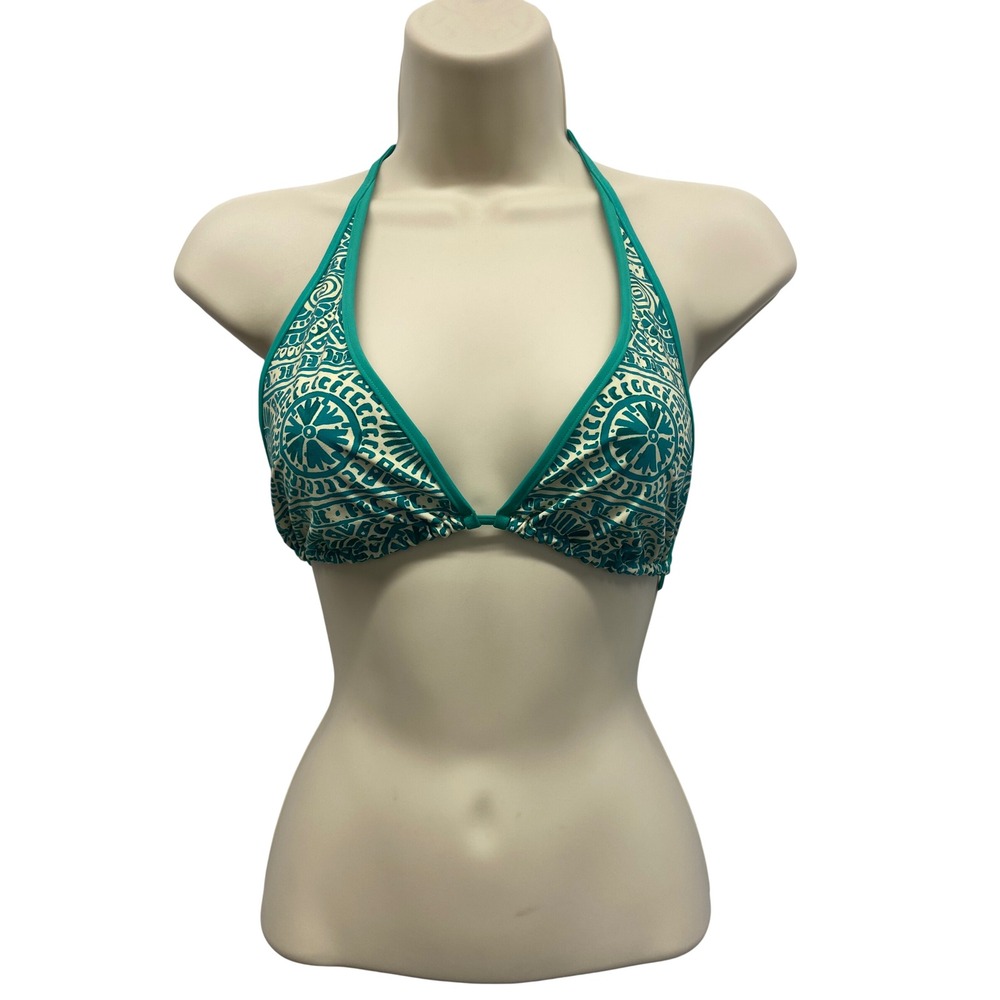 Tory Burch Bikini Top Medium Teal Green‎ Geometric Medallion Triangle Swim Boho